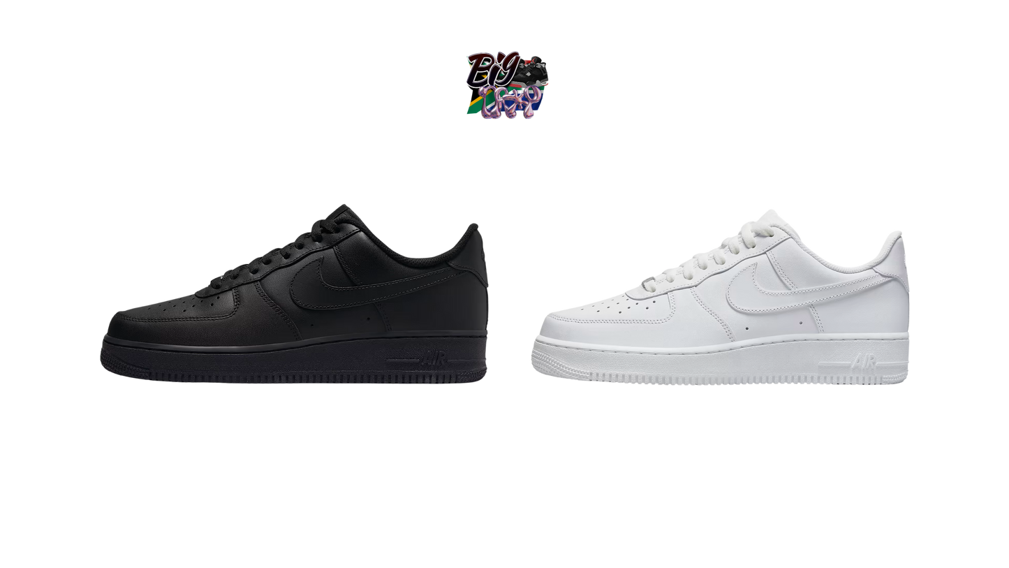 2 X AIRFORCE 1s ( BLACK AND WHITE )